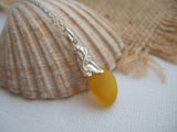 Yellow Sea Glass Flower Necklace - Spanish sea glass pendant