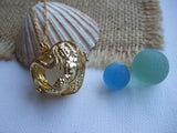 Mermaid Locket With One Or Three Sea Glass Marbles - interchangeable and openable
