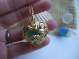 mermaid locket with sea glass marbles