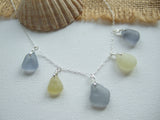 Seaham sea glass necklace - grey and yellow 18" sterling silver