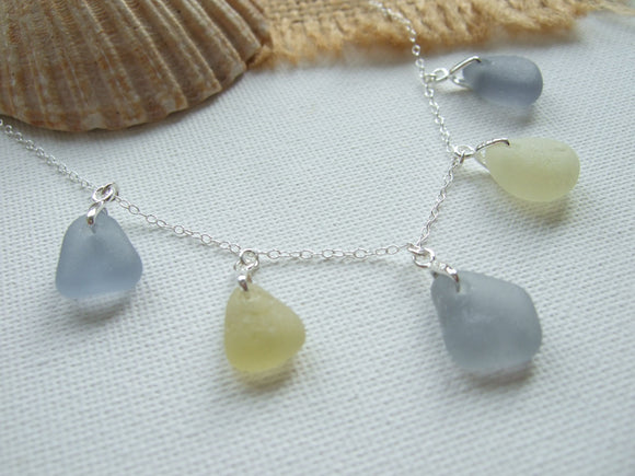 grey and yellow seaham sea glass necklace