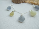 Seaham sea glass necklace - grey and yellow 18" sterling silver