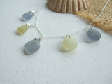 Seaham sea glass necklace - grey and yellow 18" sterling silver