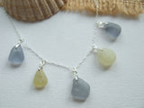 Seaham sea glass necklace - grey and yellow 18" sterling silver