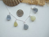 Seaham sea glass necklace - grey and yellow 18" sterling silver