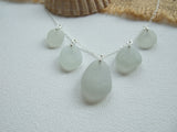 Seaham sea glass necklace - shades of grey 18" sterling silver