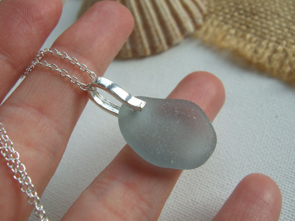 grey sea glass pendant seaham beach find