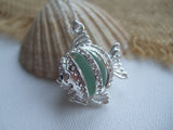Marble Fish Locket with Sea Glass Codd Marble - Openable