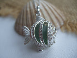 Marble Fish Locket with Sea Glass Codd Marble - Openable