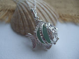 Marble Fish Locket with Sea Glass Codd Marble - Openable