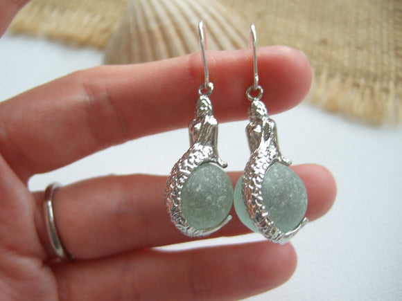 mermaid sea glass marble earrings