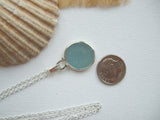Japanese Sea Glass Ohajiki, Flat Marble Necklace, light blue