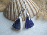 Scottish Sea Pottery Earrings - Midnight Blue Mermaid Tail