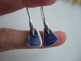 Scottish Sea Pottery Earrings - Midnight Blue Mermaid Tail