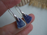 Scottish Sea Pottery Earrings - Midnight Blue Mermaid Tail