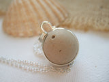 Small Clay Beach Marble Necklace - Silver Plated Band