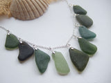 Mermaids Tears - Green Scottish Sea Glass Necklace Silver Plated 20"