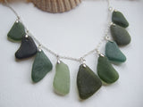 Mermaids Tears - Green Scottish Sea Glass Necklace Silver Plated 20"