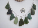 Mermaids Tears - Green Scottish Sea Glass Necklace Silver Plated 20"