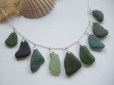 Mermaids Tears - Green Scottish Sea Glass Necklace Silver Plated 20"