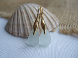 gold plated sterling silver sea glass earrings