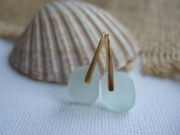 gold plated sea glass earrings
