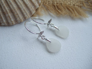 white sea glass earrings with angel wings