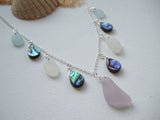 abalone lavender sea glass necklace