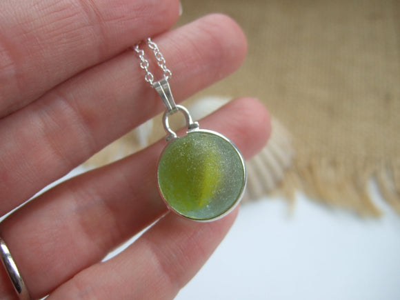 yellow sea glass marble pendant