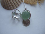 Sea Glass Marble Locket - Sparkly Star Fish & Codd Beach Found Marble, Starfish