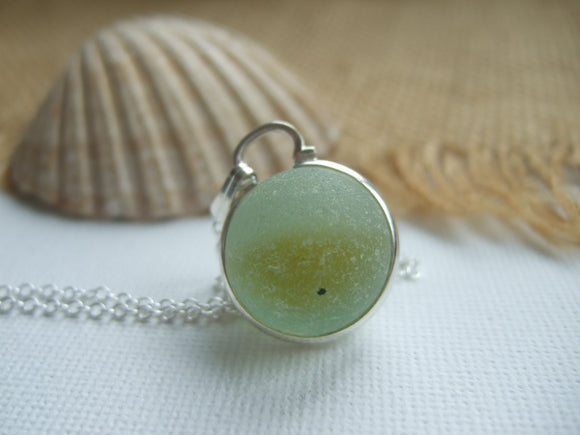 yellow beach glass marble necklace