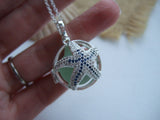 Sea Glass Marble Locket - Sparkly Star Fish & Codd Beach Found Marble, Starfish
