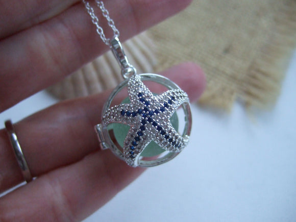 starfish locket with beach found codd marble