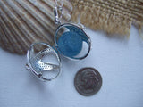 Sea Glass Marble Locket - Sparkly Star Fish & Turquoise Beach Found Marble