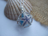 starfish locket with turquoise sea glass marble