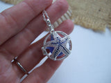 Sea Glass Marble Locket - Sparkly Star Fish & Blue Beach Found Marble