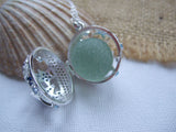 Sea Glass Marble Locket - Sparkly Star Fish 2 & Beach Found Codd Marble