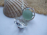 Sea Glass Marble Locket - Sparkly Star Fish 2 & Beach Found Codd Marble