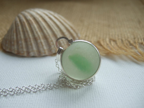 light green sea glass marble necklace