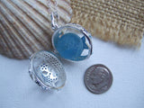 Sea Glass Marble Locket - Sparkly Star Fish 2 & Turquoise Beach Found Marble
