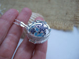 Sea Glass Marble Locket - Sparkly Star Fish 2 & Turquoise Beach Found Marble