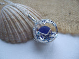 Sea Glass Marble Locket - Sparkly Star Fish 2 & Blue Beach Found Marble
