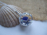 Sea Glass Marble Locket - Sparkly Star Fish 2 & Blue Beach Found Marble