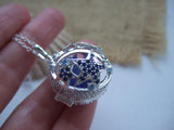 Sea Glass Marble Locket - Sparkly Star Fish 2 & Blue Beach Found Marble