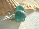 japanese teal colour sea glass marble leverback earrings