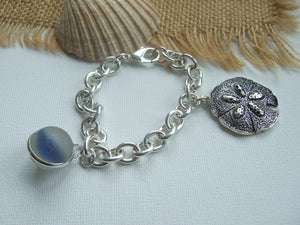 sea glass marble bracelet with sand dollar