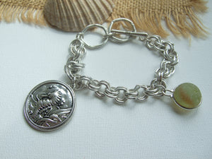 sea glass marble bracelet with seahorse