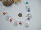 Swarovski Heart Crystal Rainbow And White Sea Glass Necklace - Sterling Silver
