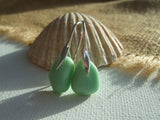 Waves - Green Milk Sea Glass Earrings, Sterling Silver
