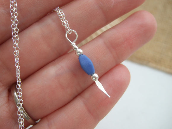 blue scottish sea glass bead necklace